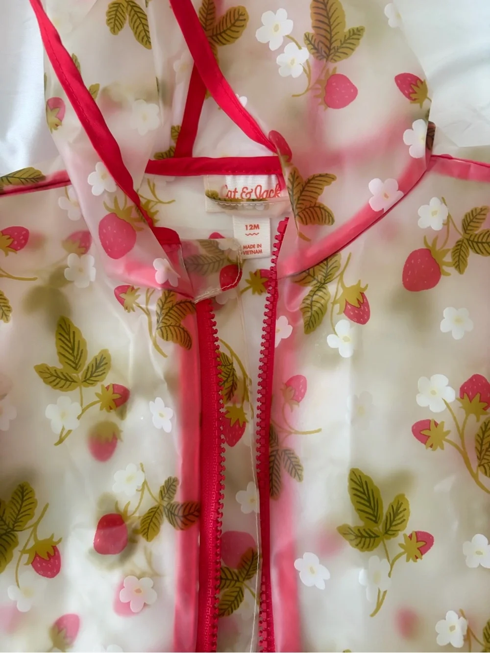 Cat & Jack Clear Raincoat with Pink Strawberry Print